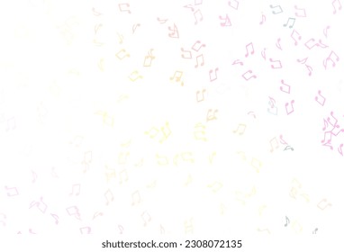 Hellrosa, gelbe Vektorvorlage mit musikalischen Symbolen. Moderne abstrakte Illustration mit Melodie-Schlüsseln. Muster für Schulwerbung, Broschüren.