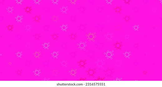 Plantilla vectorial amarilla rosa claro con signos de gripe. Diseño simple en estilo abstracto con formas de infección. Mejor diseño para eventos de cuarentena.