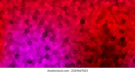 Plantilla vectorial amarillo rosa claro en un estilo hexagonal. Ilustración abstracta moderna en estilo hexagonal con gradiente. Afiche del sitio web , diseño de pancartas.
