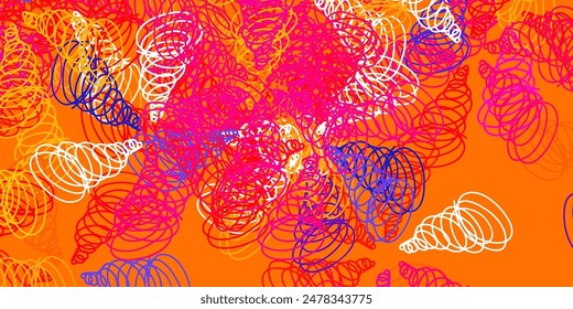 Light pink, yellow vector template with curved lines. Colorful illustration in circular style with lines. Smart design for your promotions.
