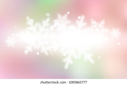 Light Pink, Yellow vector texture with colored snowflakes. Glitter abstract illustration with crystals of ice. The template can be used as a new year background.