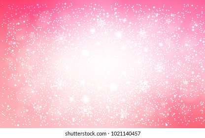 Light Pink, Yellow vector texture with colored snowflakes. Decorative shining illustration with snow on abstract template. The template can be used as a new year background.