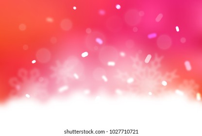Light Pink, Yellow vector texture with colored snowflakes. Blurred decorative design in xmas style with snow. The pattern can be used for new year leaflets.