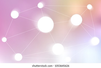 Light Pink, Yellow vector texture with disks, lines. Modern abstract colorful illustration with spheres and lines. New design for ad, poster, banner of your website.