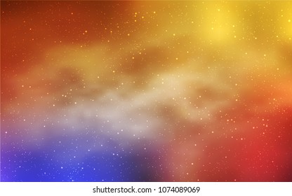 Light Pink, Yellow vector texture with milky way stars. Space stars on blurred abstract background with gradient. Pattern for futuristic ad, booklets.