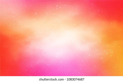 Light Pink, Yellow vector texture with milky way stars. Shining colored illustration with bright astronomical stars. Smart design for your business advert.