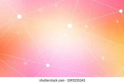 Light Pink, Yellow vector texture with disks, lines. Glitter abstract illustration with connection of triangle structure. New design for ad, poster, banner of your website.