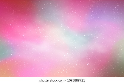 Light Pink, Yellow vector texture with milky way stars. Space stars on blurred abstract background with gradient. Best design for your ad, poster, banner.