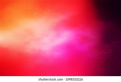 Light Pink, Yellow vector texture with milky way stars. Space stars on blurred abstract background with gradient. Best design for your ad, poster, banner.