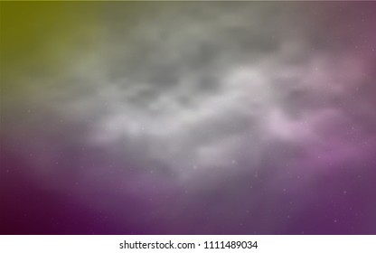 Light Pink, Yellow vector texture with milky way stars. Space stars on blurred abstract background with gradient. Smart design for your business advert.