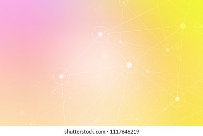 Light Pink, Yellow vector texture with disks, lines. Modern abstract colorful illustration with spheres and lines. Completely new template for your brand book.