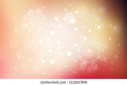 Light Pink, Yellow vector texture with colored snowflakes. Glitter abstract illustration with crystals of ice. The pattern can be used for new year leaflets.