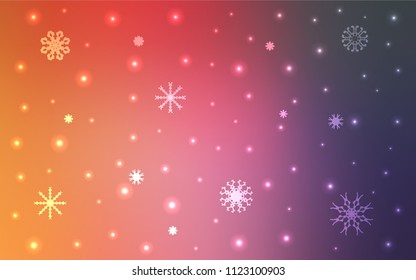 Light Pink, Yellow vector texture with colored snowflakes. Modern geometrical abstract illustration with crystals of ice. New year design for your business advert.
