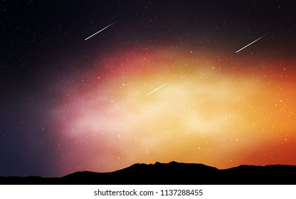 Light Pink, Yellow vector texture with milky way stars. Shining illustration with sky stars on abstract template. Best design for your ad, poster, banner.