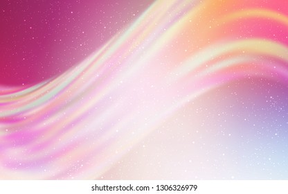 Light Pink, Yellow vector texture with milky way stars. Blurred decorative design in simple style with galaxy stars. Template for cosmic backgrounds.