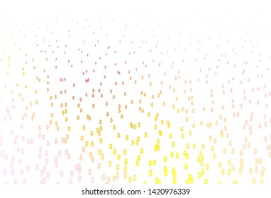Light Pink, Yellow vector texture with financial symbols. Abstract illustration with colored financial digital symbols. The pattern can be used as ads, poster, banner for payments.