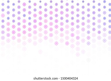 Light Pink, Yellow vector texture with colored snowflakes. Modern geometrical abstract illustration with snowflakes. Template for a new year background.
