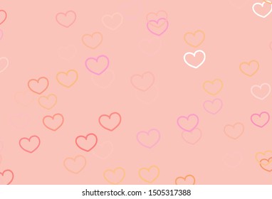 Light Pink, Yellow vector texture with lovely hearts. Glitter abstract illustration with colorful hearts in romantic style. Pattern for valentine's ad, booklets.