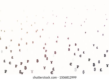 Light Pink, Yellow vector texture with colored currency signs. Modern abstract illustration with symbols of digital money. Template for ads of currency markets, bank loans.