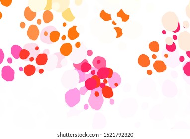 Light Pink, Yellow vector texture with disks. Glitter abstract illustration with blurred drops of rain. New template for your brand book.