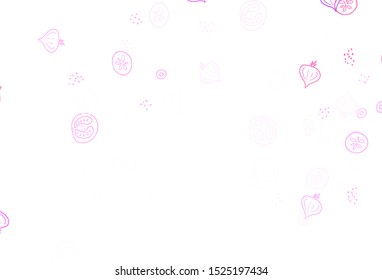 Light Pink, Yellow vector texture with delicious snacks. Decorative illustration with food on abstract template. Pattern for ads of breakfast, lunch, dinner.