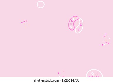 Light Pink, Yellow vector texture with delicious snacks. Colorful decorative design of snacks in doodle style. Pattern for ads of breakfast, lunch, dinner.