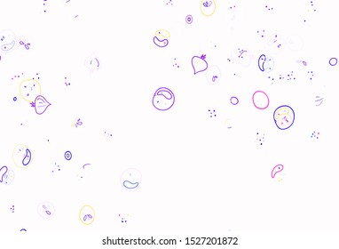 Light Pink, Yellow vector texture with delicious snacks. Colorful decorative design of snacks in doodle style. Template for meal cooking in kitchen.