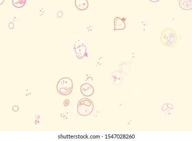 Light Pink, Yellow vector texture with delicious snacks. Abstract background with colorful Fast Food illustrations. Template for meal cooking in kitchen.