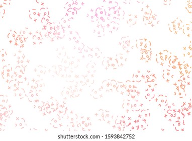 Light Pink, Yellow vector texture with mathematic symbols. Blurred design in simple style with collection of numerals. Best design a poster, banner of a math college.