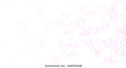 Light Pink, Yellow vector texture with women's rights symbols. Abstract illustration with a depiction of women's power. Sample for your web designers.