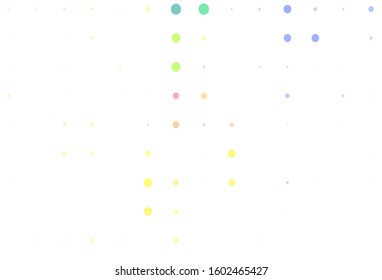Light Pink, Yellow vector texture with disks. Blurred bubbles on abstract background with colorful gradient. Pattern for futuristic ad, booklets.