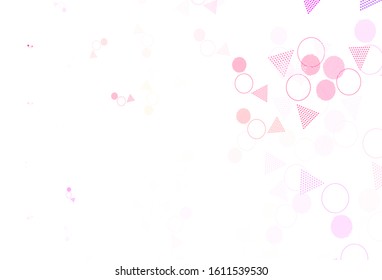 Light Pink, Yellow vector texture with triangular style with circles. Beautiful illustration with circles, triangles in nature style. Pattern for websites.