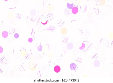Light Pink, Yellow vector texture with disks. Glitter abstract illustration with blurred drops of rain. New template for your brand book.