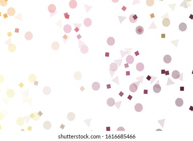 Light Pink, Yellow vector texture with poly style with circles, cubes. Abstract illustration with colorful dots, lines, cubes. Template for wallpapers.