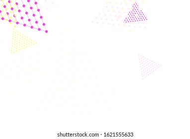 Light Pink, Yellow vector texture with triangular style with circles. Modern abstract illustration with colorful dots, lines. Modern template for landing page.