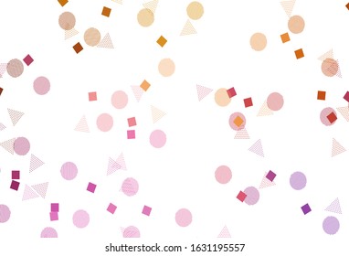 Light Pink, Yellow vector texture with poly style with circles, cubes. Circles, lines, rhombus with colorful gradient. Best design for poster, banner.