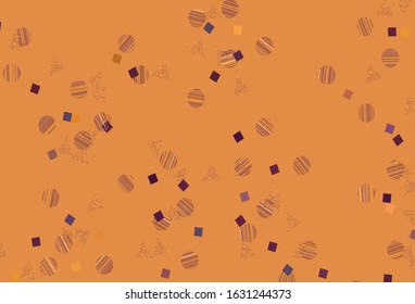 Light Pink, Yellow vector texture with poly style with circles, cubes. Circles, lines, rhombus with colorful gradient. Pattern for booklets, leaflets