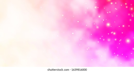 Light Pink, Yellow vector texture with beautiful stars. Shining colorful illustration with small and big stars. Theme for cell phones.