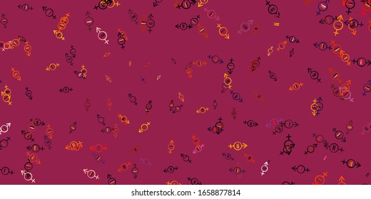 Light Pink, Yellow vector texture with women's rights symbols. Simple design in abstract style with women’s rights activism. Design for International Women’s Day.
