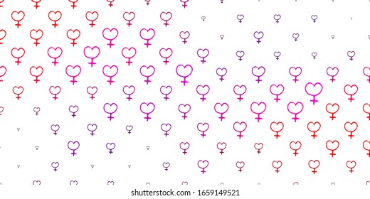 Light Pink, Yellow vector texture with women's rights symbols. Illustration with signs of women's strength and power. Elegant design for wallpapers.