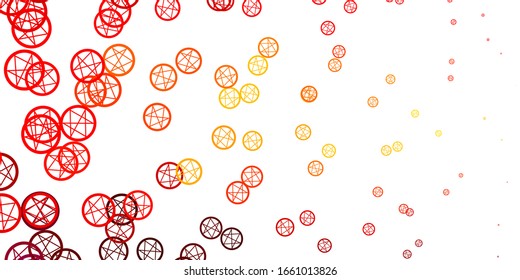 Light Pink, Yellow vector texture with religion symbols. Colorful mystic symbols with a gradient in ancient style. Simple base for your occult design.