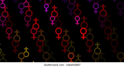 Light Pink, Yellow vector texture with women's rights symbols. Colorful illustration with gradient feminism shapes. Simple design for your web site.