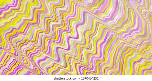 Light Pink, Yellow vector texture with circular arc. Colorful illustration in abstract style with bent lines. Pattern for ads, commercials.