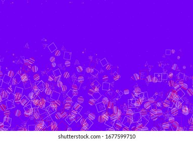 Hellrosa, gelbe Vektorillustration Textur mit Poly-Stil mit Kreise, Würfel. Illustration mit bunten Kreisen, Dreiecken, Rechtecken. Bestes Design für Poster, Banner.