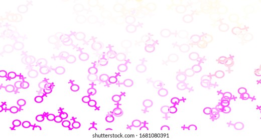 Light Pink, Yellow vector texture with women's rights symbols. Abstract illustration with a depiction of women's power. New design for applications.