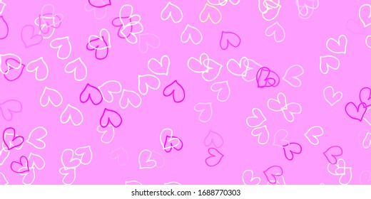 Light Pink, Yellow vector texture with lovely hearts. Illustration with hearts in love concept for valentine's day. Pattern for valentine's ad, booklets.