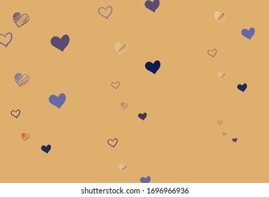 Light Pink, Yellow vector texture with lovely hearts. Blurred decorative design in doodle style with hearts. Design for ad, poster, banner of Valentine Day.