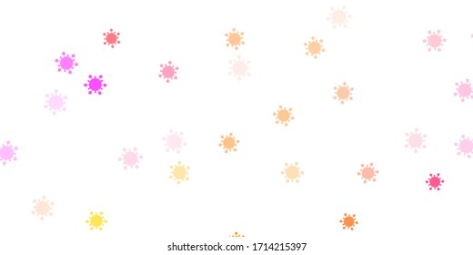 Light pink, yellow vector texture with disease symbols. Colorful  gradient illness symbols in simple abstract style. Best design for quarantine events.