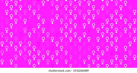 Light Pink, Yellow vector texture with women rights symbols. Colorful illustration with gradient feminism shapes. Elegant design for wallpapers.