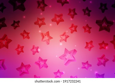 Light Pink, Yellow vector texture with beautiful stars. Modern geometrical abstract illustration with stars. Best design for your ad, poster, banner.